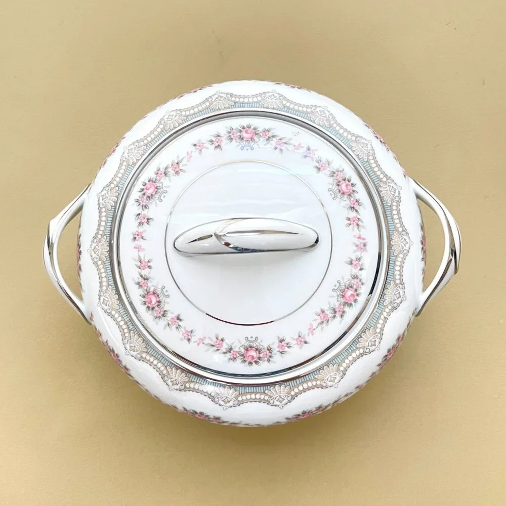 Noritake China Glenwood 5770 Sugar Bowl 2 Pc Dish Rose Floral